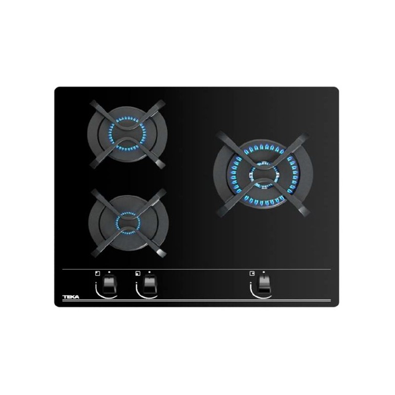 Encimera Teka GBC63010KBB, 3 fuegos, cristal gas