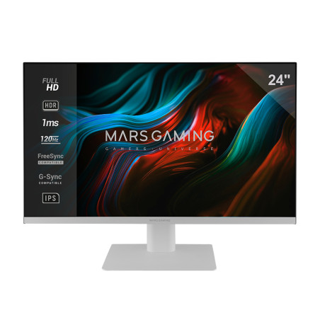 MV-24, Monitor 24 IPS FHD 120Hz, HDR10 1ms, FreeSync y G-SYNC, Monitor PC con Altavoces Integrados, Inclinación 25°, Low Blue Light y Flicker Free, HDMI + DisplayPort + Jack 3.5mm, Blanco