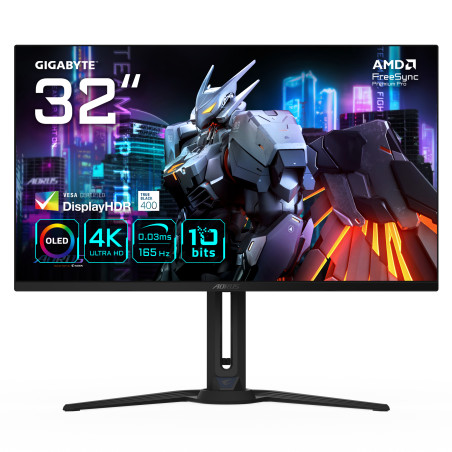 AORUS FO32U 31,5 Monitor de juegos UHD - 3840 x 2160 (UHD), 165Hz, 0,03ms, 250 cd/m², FreeSync Premium Pro, DisplayHDR True Black 400, HDMI 2.1, DisplayPort 1.4