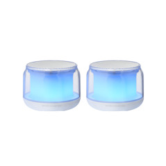 MS-AURA, Altavoces Bluetooth 5.3, Chipset DSP Personalizado 15W, Iluminación RGB con Diseño ClearView 360º, Altavoces Compactos con Caja de Control de Volumen y RGB, Entrada AUX-IN, Blanco