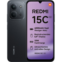Redmi 15C 17,5 cm (6.9) 5G USB Tipo C 4 GB 128 GB 6000 mAh Negro