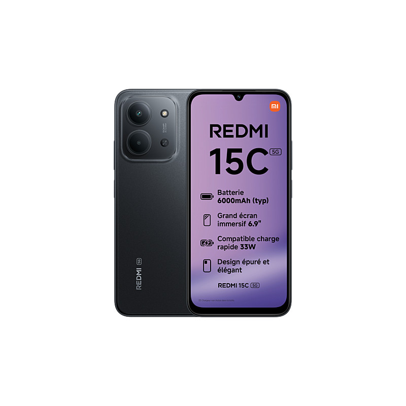 Redmi 15C 5G 17,5 cm (6.9) Ranura híbrida Dual SIM USB Tipo C 4 GB 256 GB 6000 mAh Negro