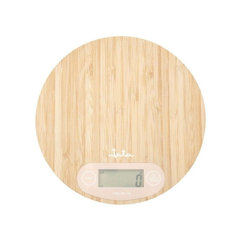 Balanza Cocina Jata HBAL1110, 5kg, Bambu, LCD