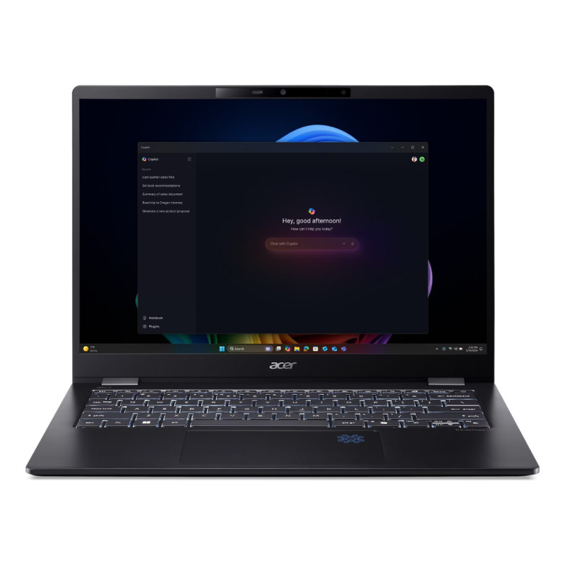 TravelMate P6 14 AI TMP614-54T-TCO-75K6 Copilot+ PC Intel Core Ultra 7 258V Portátil 35,6 cm (14) Pantalla táctil WUXGA 32 GB LPDDR5x-SDRAM 1 TB SSD Wi-Fi 7 (802.11be) Windows 11 Pro Negro