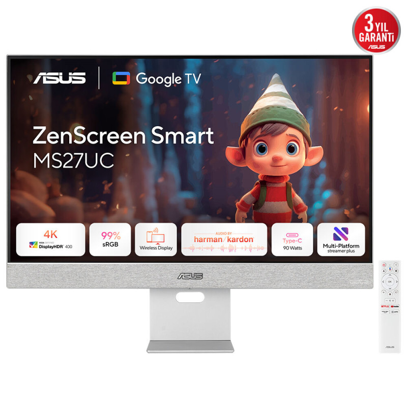 ZenScreen Smart Monitor MS27UC pantalla para PC 68,6 cm (27) 3840 x 2160 Pixeles 4K Ultra HD LCD Gris
