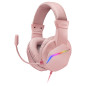 MH122 Rosa, Cascos Gaming FRGB Over Ear con Micrófono, Sonido HiFi, Cancelación de Sonido, Ultraligeros, PS4 PS5 Xbox Switch Tablet Windows Mac