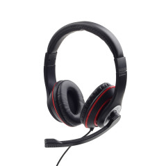 MHS-03-BKRD auricular y casco Auriculares Alámbrico Diadema Juego Negro, Rojo