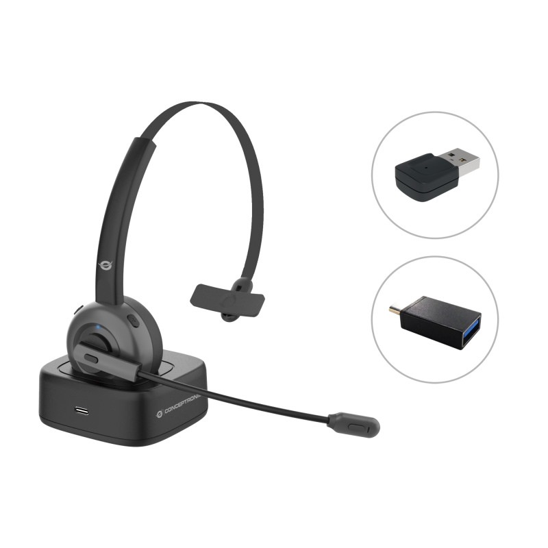 POLONA03BDA auricular y casco Auriculares Inalámbrico Diadema Oficina/Centro de llamadas Bluetooth Base de carga Negro