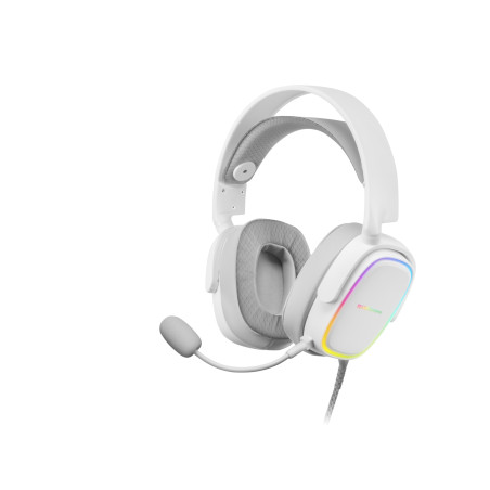 MHAX Blanco, Auriculares Gaming RGB, Micrófono Extraíble, HiFi, Compatibilidad Multiplataforma