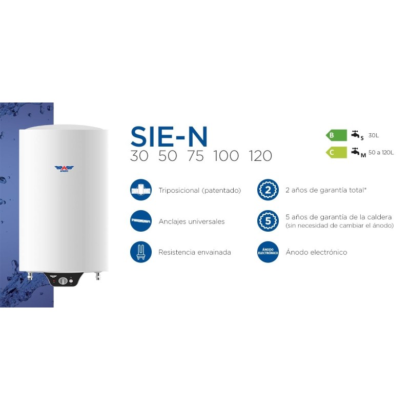 Termo electrico Aparici SIE100N, 100L, Triposicion
